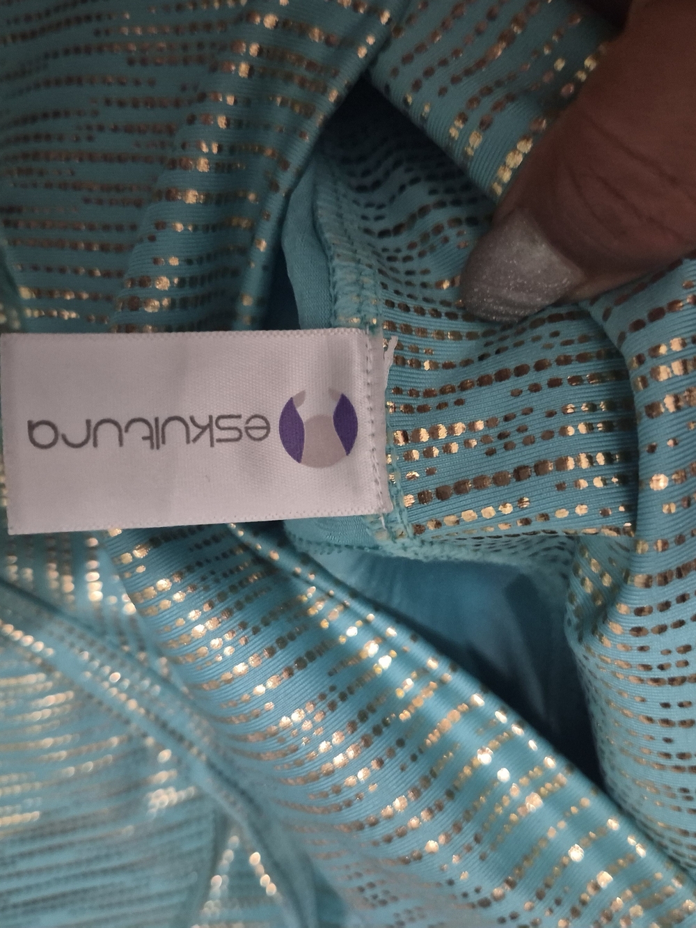 turquoise metallic striped top - Eskutluno